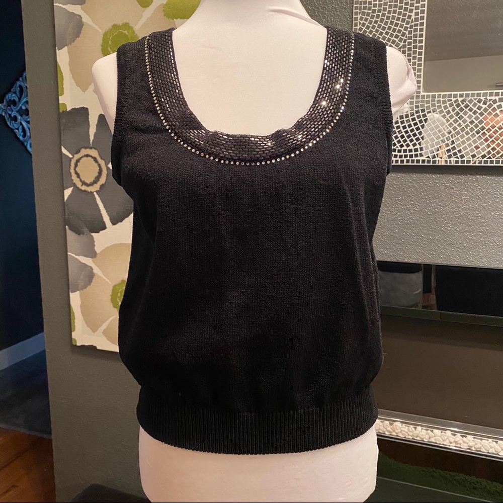 St John Evening Black Knit Tank